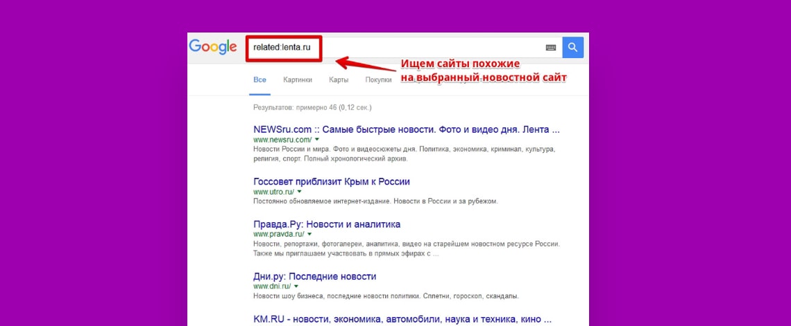 Поисковой оператор related в Google